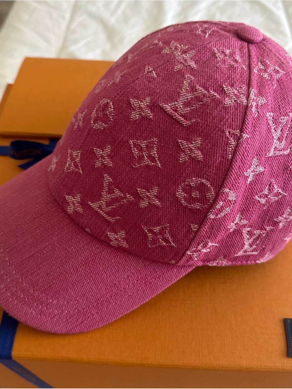 Louis Vuitton Hot Pink Rose Denim Monogram Baseball Cap size medium M5416M